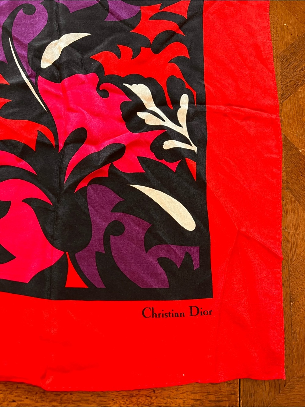 Vintage Christian Dior Multicolor Floral 100% Silk Scarf Japan New W/O Tag Nice! - Picture 7 of 12